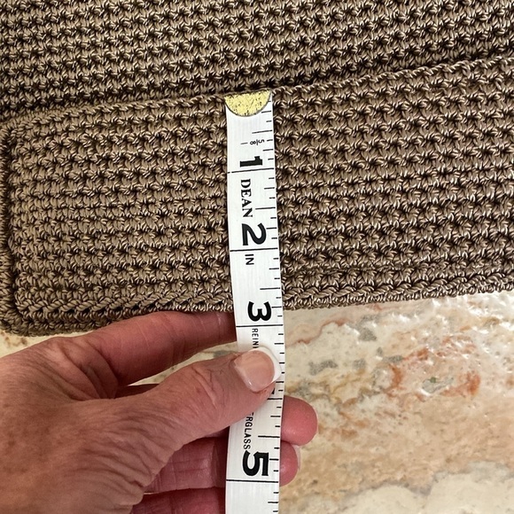 The Sak Double Handle Crochet Purse hand bag shoulder bag beige zipper top small - Picture 15 of 16